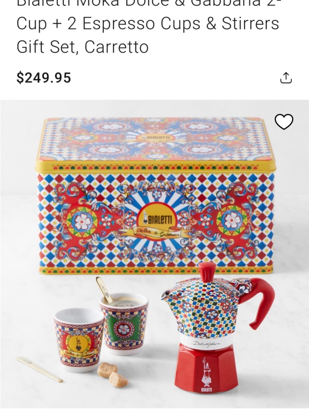 Bialetti Dolce & Gabbana Espresso Gift Set - Colorful Sicilian Motifs